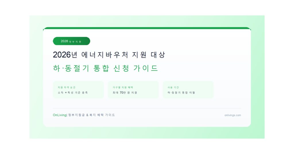 2026년 에너지바우처 지원 대상 및 신청 가이드 대표 이미지